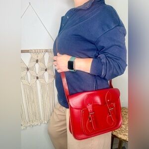 The Cambridge Satchel Company Bag Adjustable Red Shoulder Bag Leather Buckle